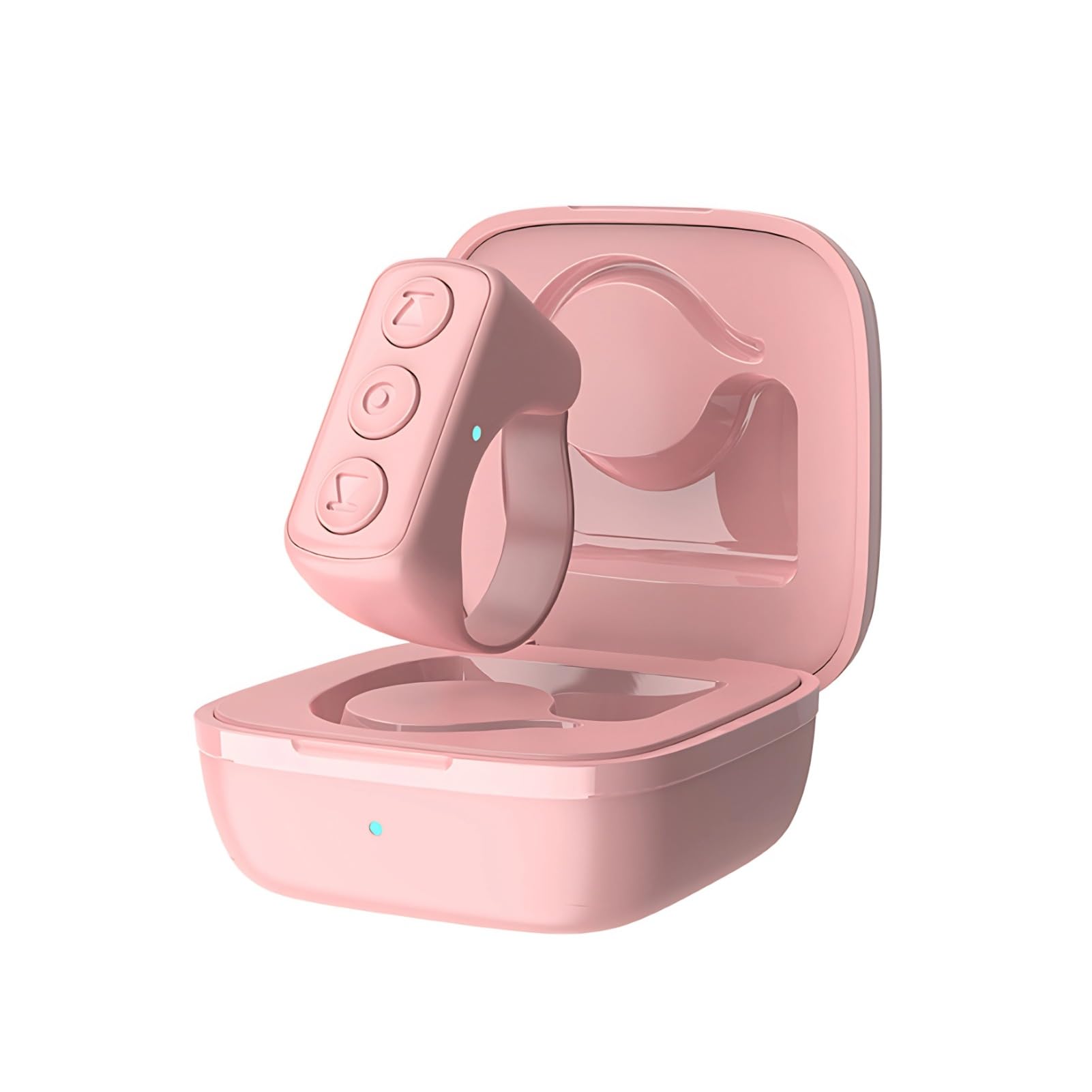 Bluetooth Remote Control for App Page Turner, Finger Scrolling Ring Clicker Tablet Cell Phone Camera Shutter Selfie Remote with Chargeing Case (Pink)