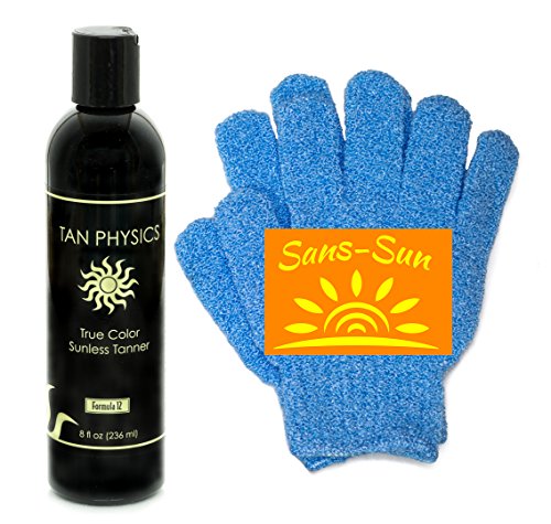 Tan Physics True Color Tanner 8 oz w/ FREE Pair Exfoliation Gloves by Sans-Sun