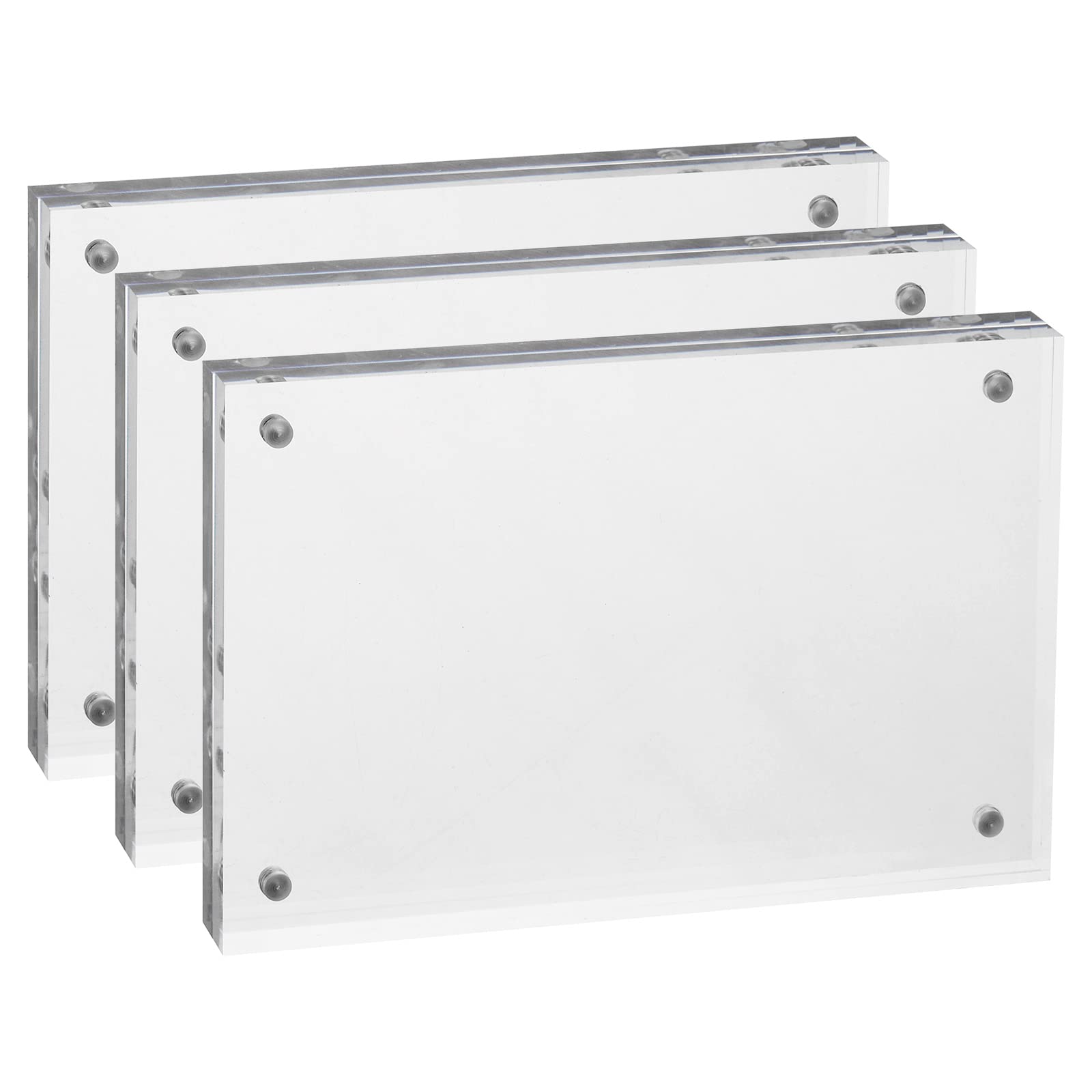PATIKIL Floating Photo Frame, 3.9" x 5.9" 3 Pack Desktop Frameless Picture Frame Double Sided Acrylic Magnetic Display Frame for Family Travel Party Photo Souvenirs Artwork, Clear