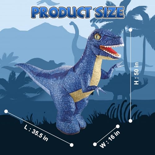 Remote Control Dinosaur Toys, Realistic Electric 2.4GHz Remote Control Inflatable Dinosaur Toy, with 360°Rotation, Forward & Backward, Rechargeable Walking Dinosaur Toy for Kids 3+ Gifts, Bule
