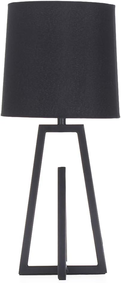 Vicnie Minimalist Fashion Design Hollowed Out Black Fabric Shade Base Nightstand Table Lamp, Bedroom Lamp with Black TC Fabric Shade for Bedroom,Livingroom
