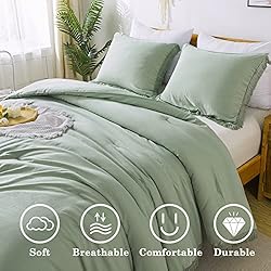 Andency Queen Comforter Set Sage Green, 3 Pieces