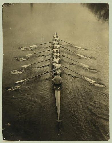 Photographs - INFINITE PHOTOGRAPHS Photo: Sports,Rowing,Cambridge Crew,Eight Rowers & Coxswain Rowing in Shell,River,c1910
