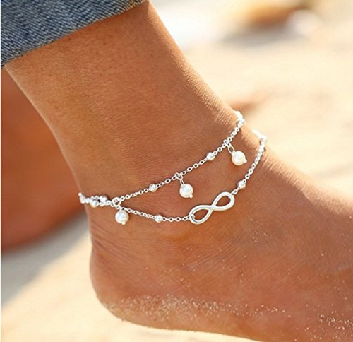 Anklet Dainty Beach Jewelry for Girls Multi-layer Charm Beads Boho Foot Starfish Turtle Gold Chain Bracelet for Women