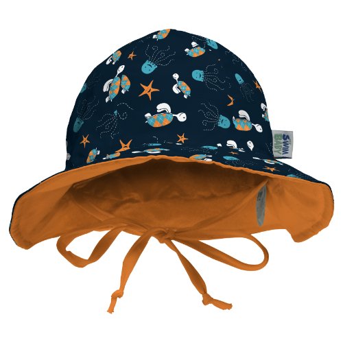 My swim baby sun hat, navy sea friends, medium