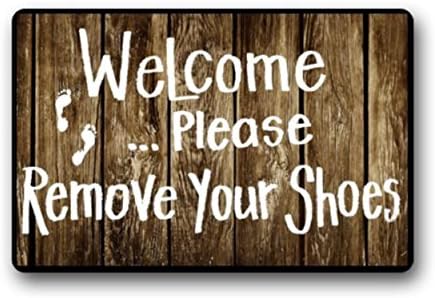 SYF Custom Machine-washable Door Mat Welcome Please remove your shoes Indoor/Outdoor Carpet Doormat 23.6"x15.7"