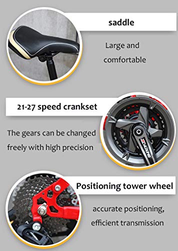 26 inch Mountainbike, 24-Speed Mountainbike voor Volwassenen, Carbon Stalen Frame, Full Suspension Schijfremmen Hardtail… - Image 5