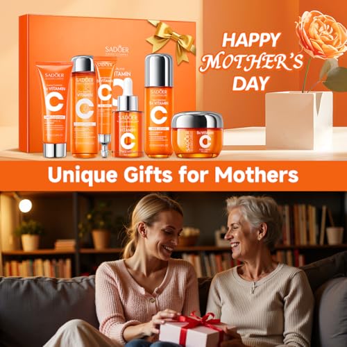 6-Piece Hydrating Skincare Set with Vitamin C & Niacinamide,Tk Face Care Kit Includes Toner, Serum,Cleanser,Moisturizer, Eye Cream & Body Lotion | Unique Gift for Women