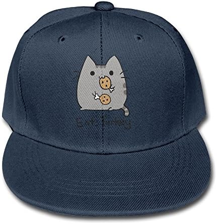 Navy Pusheen Cat Eat Turkey Kids Adjustable Snapback Baseball Hat