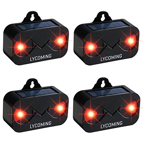 Lycoming Predator Light Pack of 4 Deer Repellent Devices for Nighttime Animals Solar Predator Control Light Coyote Deterrent Devices with Red LED Strobe Lights Skunk Raccoon Repellent for Garden