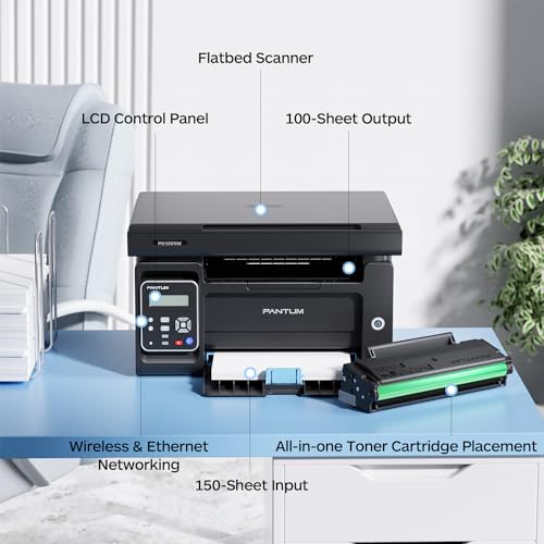 Pantum M6500NW Laser Printer All in One, Black & White Printer with Wireless Printing, Monochrome Laser Printer Print Scan Copy, Speed up to 23 ppm