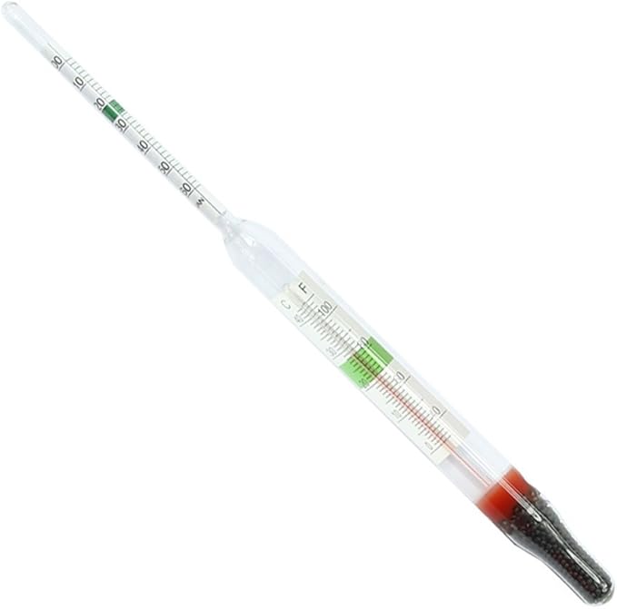 SODIAL(R) Aquarium Glass Float Hydrometer With Thermometer Salt Marine