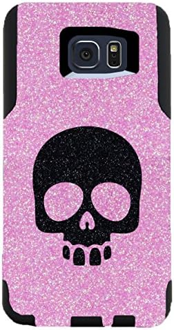 OtterBox Samsung Galaxy Note 5 Custom Glitter Case Commuter Series - Retail Packaging - Glitter Black Skull Light Pink/Black