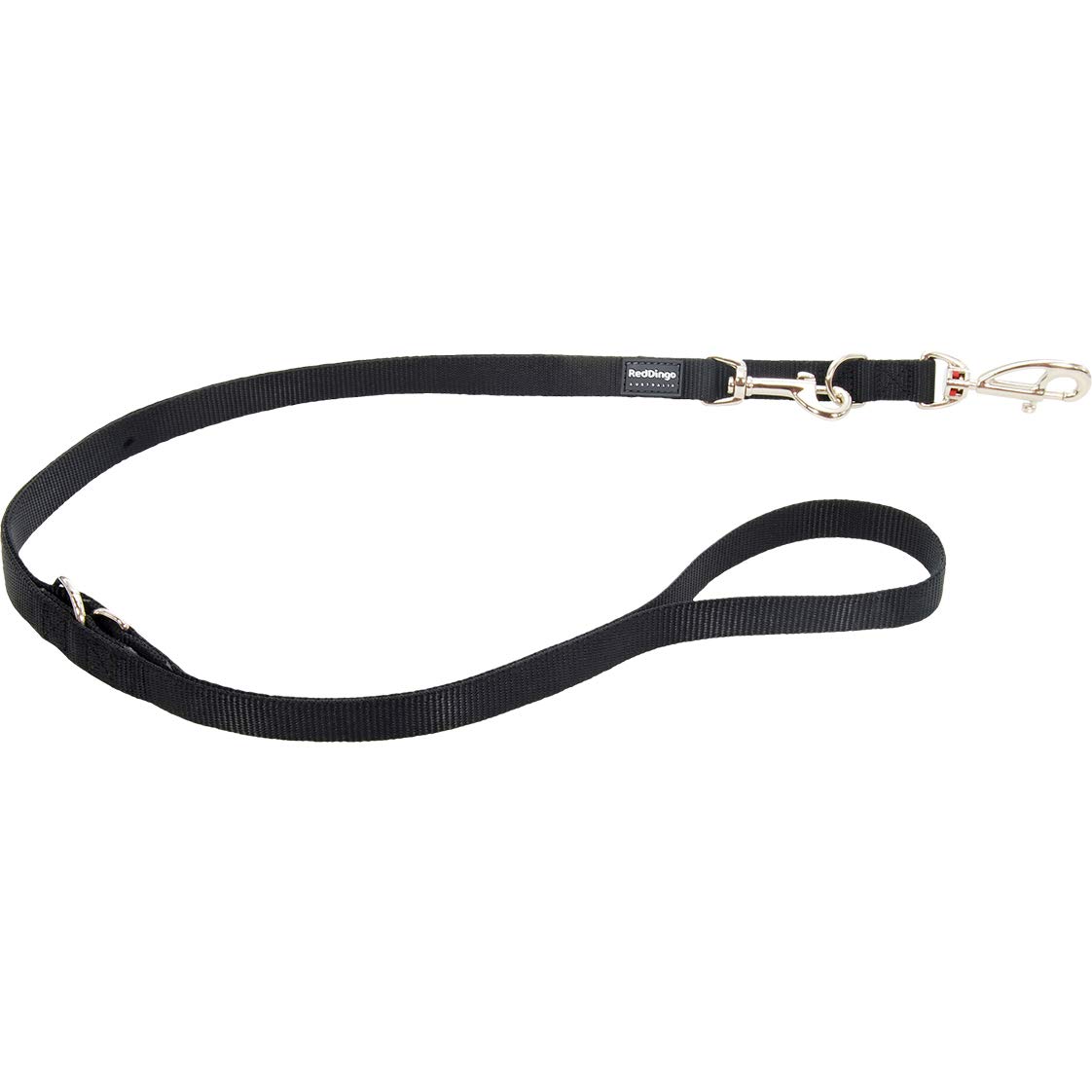 Red Dingo 6-in-1 Multipurpose Hands-free Dog Lead, Plain, Black, LARGE (25mm x 1.1m-1.7m)