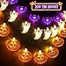 Set of 3 Halloween String Lights,60 LED Battert Operated String Lights Pumpkin/Ghgost/Bat -Perfect for Halloween Outdoor Yard Party Decorations