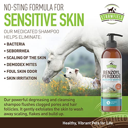 Strawfield Pets Benzoyl Peroxide Medicated Shampoo for Dogs, Cats