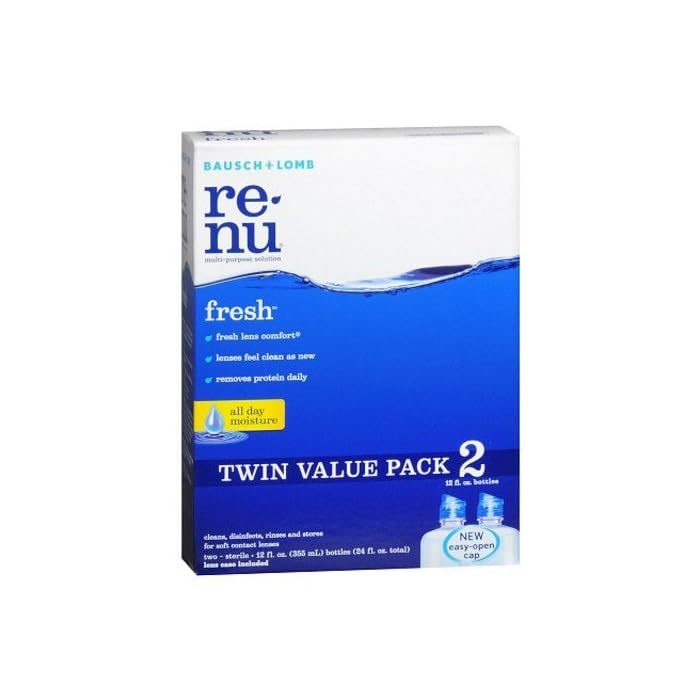 Renu Fresh Travel Size All Day Moisture Multi-Purpose Eye Contact Lens Solution 2 Fluid Ounces (Pack of 6)