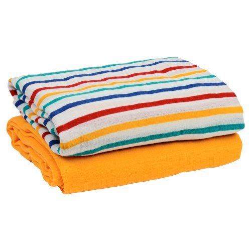 juDanzy 100% Cotton Muslin Swaddle Blankets Set of 2 Large 45"X45" Baby Girl or Boy (Big Ben)