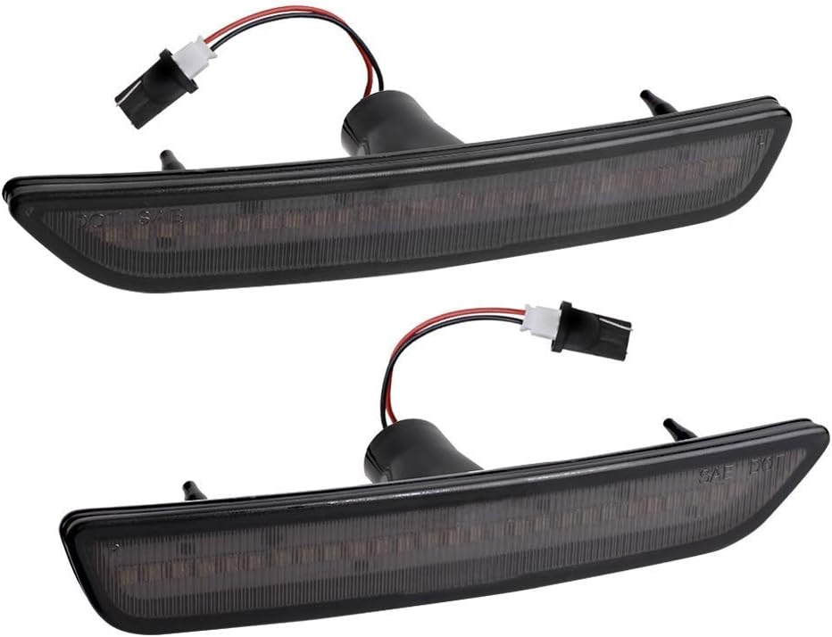 MOFORKIT Smoked LED Side Marker Light Compatible with Ford Mustang 2010 2011 2012 2013 2014 Front