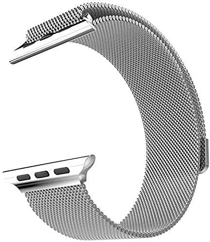 Smartwatch Bands for Apple Watch Series 4/3/2/1, Milanese Loop Band Stainless Steel with Adjustable Magnetic Closure Replacement Sport Bands Compatible with iWatch (Silver,42mm/44mm)