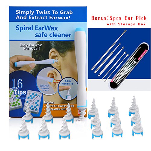 Ear Wax Cleaner, (Upgraded )16 Disposable Silicone Replacement Heads, Ear Pick Spiral Improves the Effect of Ear Wax Removal Drop + Bonus 5pcs Ear pick tool - Thumbnail 7