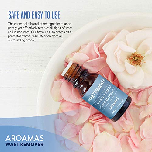 Aroamas All-Natural Wart Remover Treatment, Maximum Strength for Common Warts and Infections, Also Promotes The Healing of Calluses and Corns