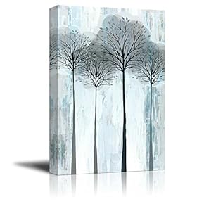 Tall Trees with Branches and Leaves Over Blue...