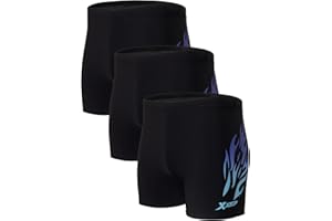 KANAV 3 Pack Men's Athletic Square Leg Swimsuit Jammers Durable Compression Swim Briefs Training Bathing Swimming Shorts