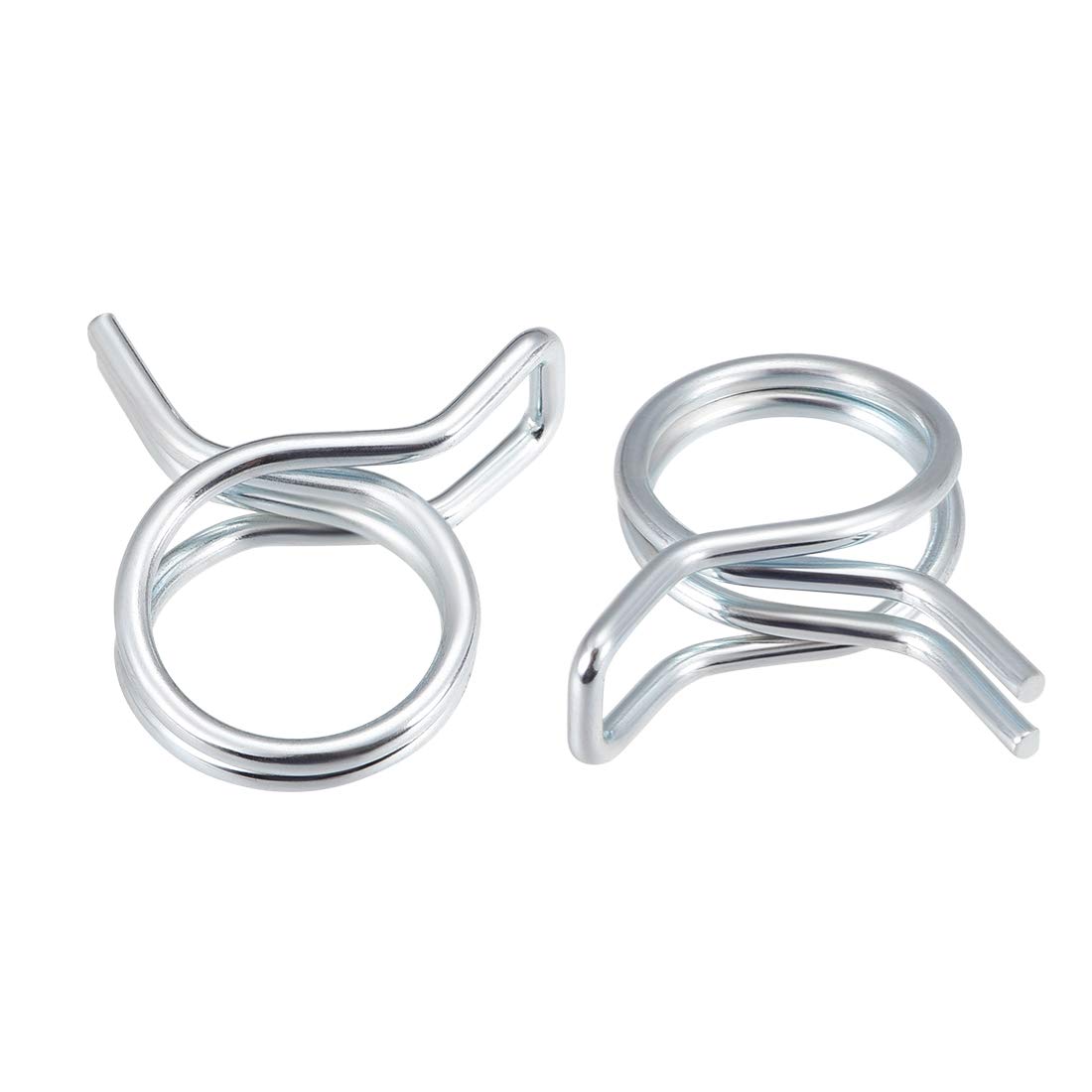 uxcell Double Wire Spring Hose Clamp 13mm Inner Dia Fit 13.5-14.5mm OD Hose Fuel Line Silicone Tube Spring Clips Zinc Plated 10Pcs