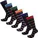 USBingoshop Mens Cotton Argyle Striped Solid Ribbed Black Crew Dress Socks(10-13, Striped-2 Pack of 12)