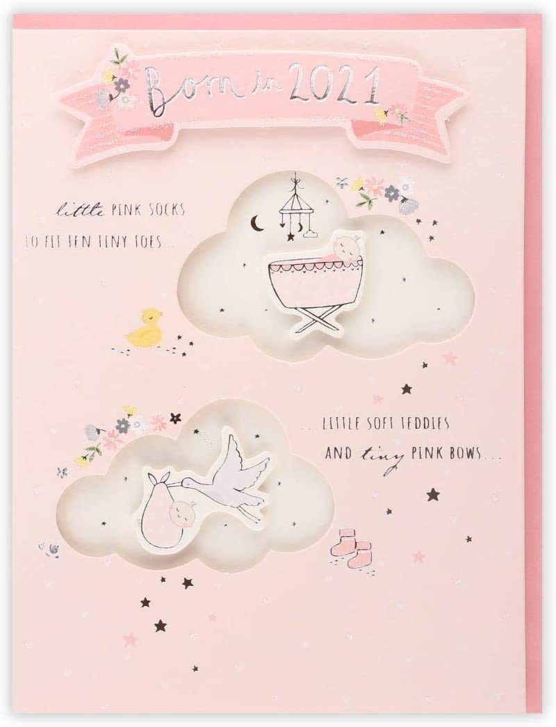Clintons: Born in 2021 Baby Girl Card 149x195mm, multi-color