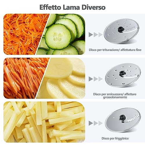 YASHE Multifunction Food Processor - Blender, Kneader, Chopper, Juicer, Kneading Machine with 2.5L Bowl and 1.5L Blender Jug, 3 Speeds with Pulse Function