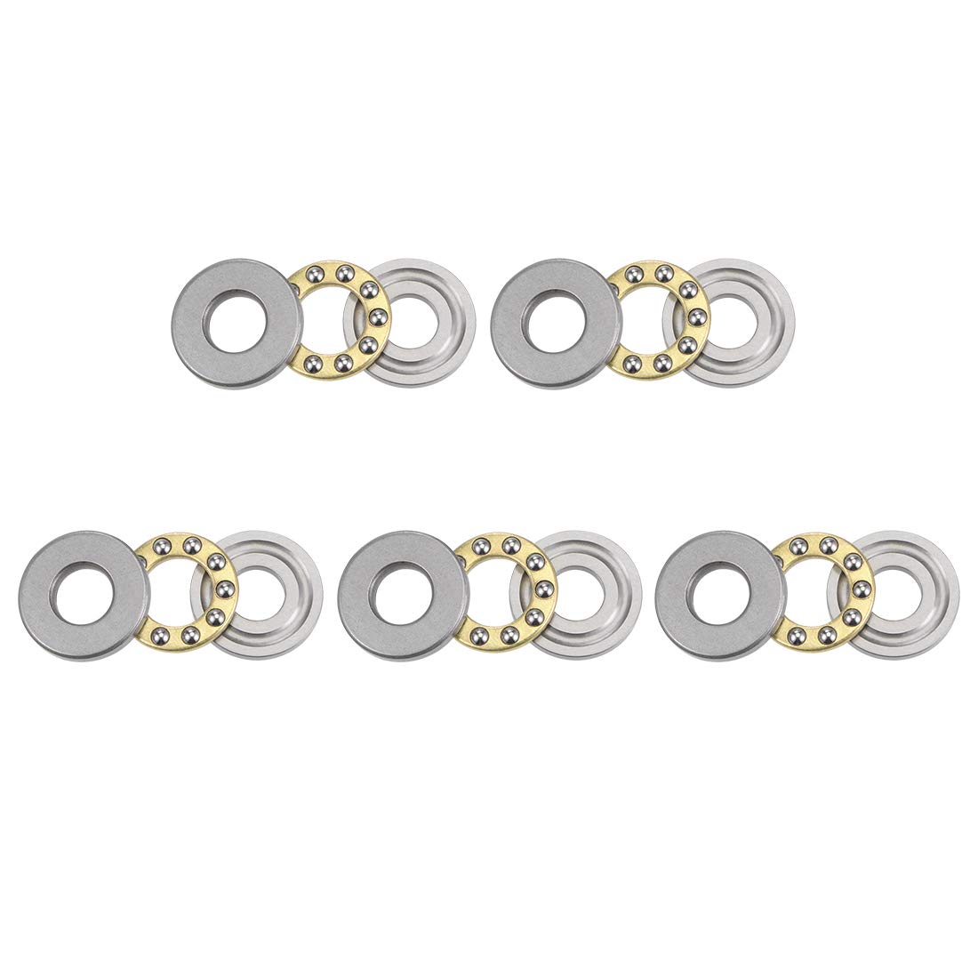 sourcing map F8-19M Thrust Ball Bearings 8mm x 19mm x 7mm Chrome Steel Single Direction 5pcs