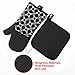 Heat Resistant Hot Oven Mitts & Pot Holders for Kitchen Set with Cotton Neoprene Silicone Non-Slip Grip Set of 2, Oven Gloves for BBQ Cooking Baking, Grilling, Machine Washable (Black Neoprene)