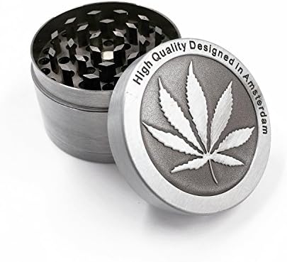 Tobacco Herb Grinder 4-Stage - Leaf Designed on Top - 2.05" in diameter by SMOKPIPE