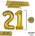 Gold Number 21 Balloons Decorations Set - Large, 40 Inch | 21st Birthday Balloons with Happy Birthday Banner and Star Foil Balloons | Black and Gold 21st Birthday Decorations | 21 Birthday Party Kit