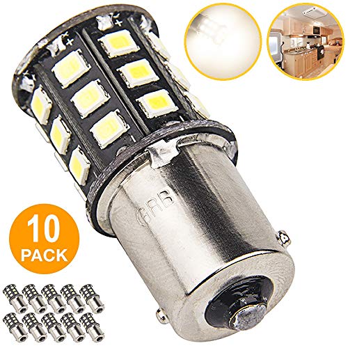 Super Bright 1156 1141 1003 LED Bulbs for Trailer Camper RV Interior Lighting, Car Back Up Reverse Lights, Brake Lights, Tail Lights, Rear Turn Signal Lights, (Pack of 10, 3500K Neutral White)