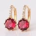 GULICX Yellow Gold Tone Round Ruby Color Designer Vintage Wedding Earrings Hoop