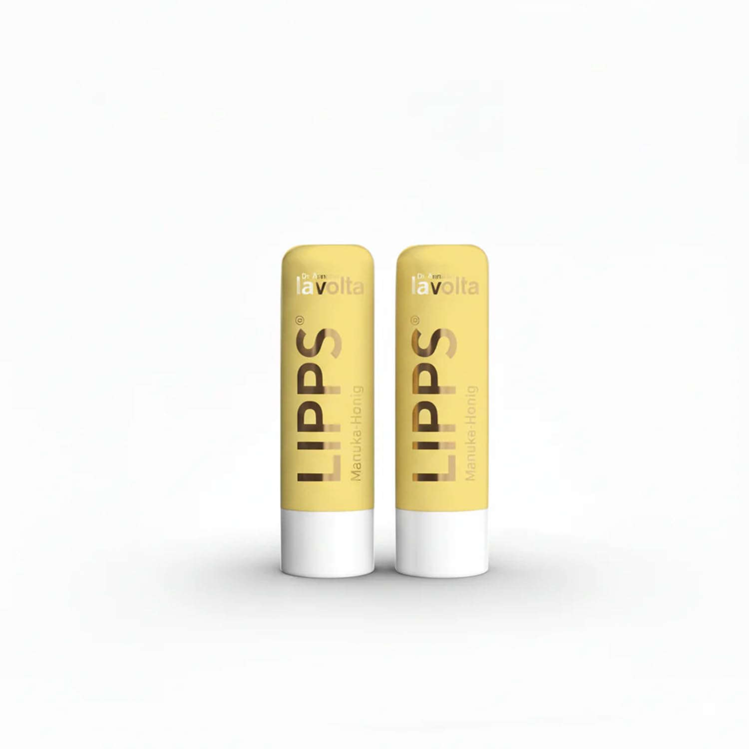 LAVOLTA Manuka Honey Lip Balm Natural Lip Balm with Shea Butter, Beeswax & Vitamin E 2 x 4.6g - No Mineral Oils, Silicones, Parabens and Additives