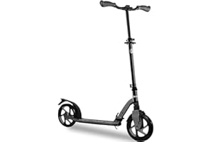 LaScoota Kick Scooter for Kids Ages 6+, Teens & Adults, Large 8" Sturdy Urethane Wheels. Adjustable Handlebar, Lightweight, Foldable, 220lbs Max Load