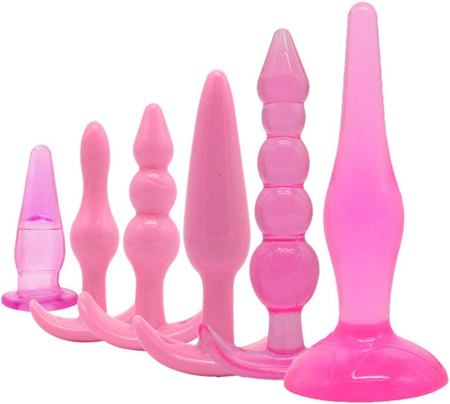 Kingkun 5PCS Silicone Amal Plug Set-Adult Health Six Toy Amal Bead Vibrant Toy Couple Beginners (6 Pcs Pink)