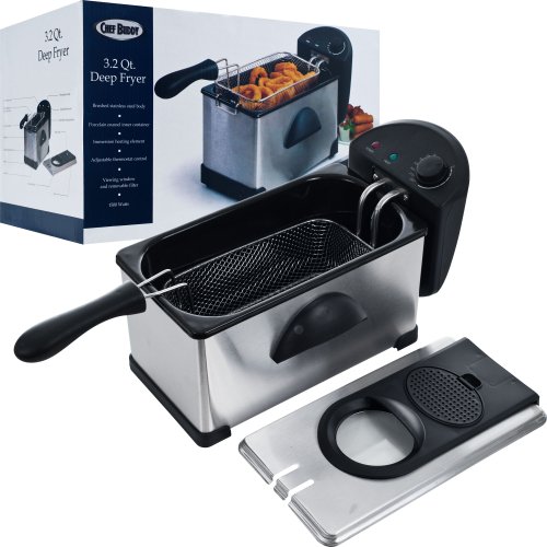 Chef Buddy Stainless Steel Electric Deep Fryer, 3.20 Quart