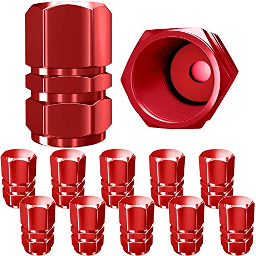 SAMIKIVA Tire Valve Caps, Premium Metal Rubber Seal Tire Valve Stem Caps, Dust Proof Covers Universal fit for Cars, SUVs, Bike and Bicycle, Trucks, Motorcycles (Red)