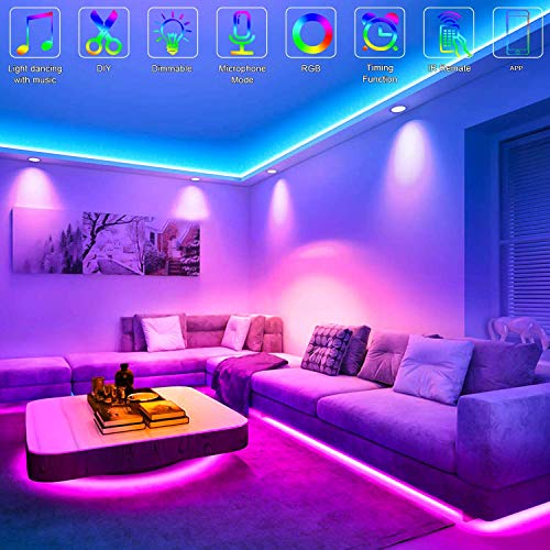 65.6ft Led Lights for Bedroom,Ultra Long Smart Music Sync LED Strip