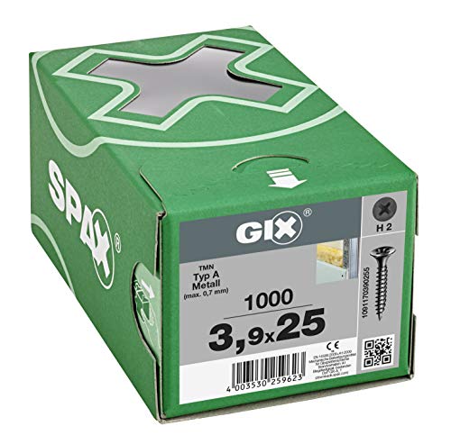 SPAX GIX-A Schnellbauschrauben 3,9 x 25 mm Feingewinde, 1000 Stück, Trompetenkopf, Kreuzschlitz-H2, Trockenbauschrauben… – Bild 4