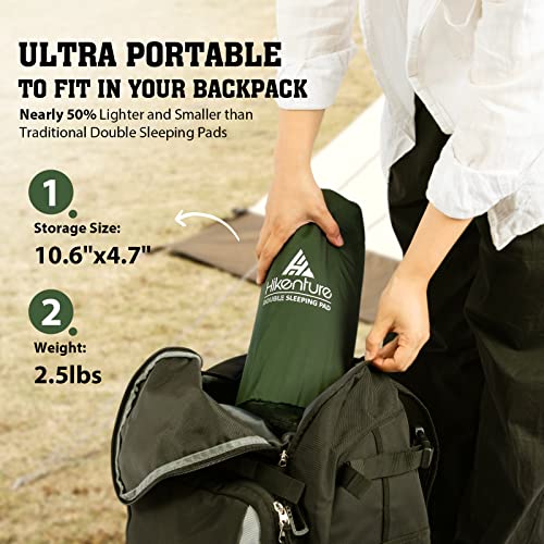 Hikenture Ultralight Double Sleeping Pad for Camping, Portable