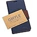 GMYLE Huawei Ascend P6 Case, Wallet Case Classic for Huawei Ascend P6 - Navy Blue & Brown Cross Pattern PU Leather Slim Wallet Case Flip Stand Cover
