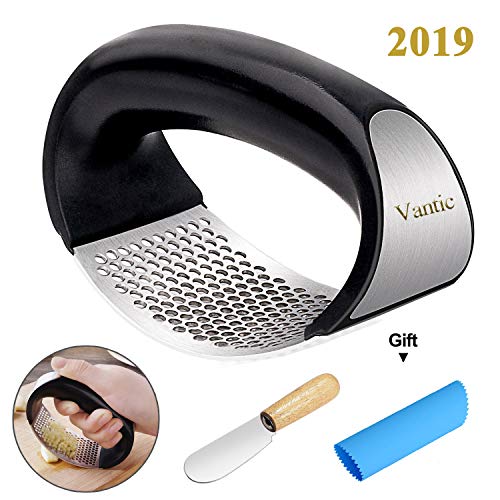 Vantic Garlic Press Rocker - Stainless Steel Garlic Mincer Crusher and Blue Peeler (2019)
