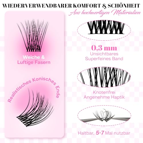 CALAILIS Pack of 168 DIY Cluster Eyelashes, D Curl Individual Extensions, Eyelash Extensions, Volume Tufts for Home (03, 10-16 Mix)