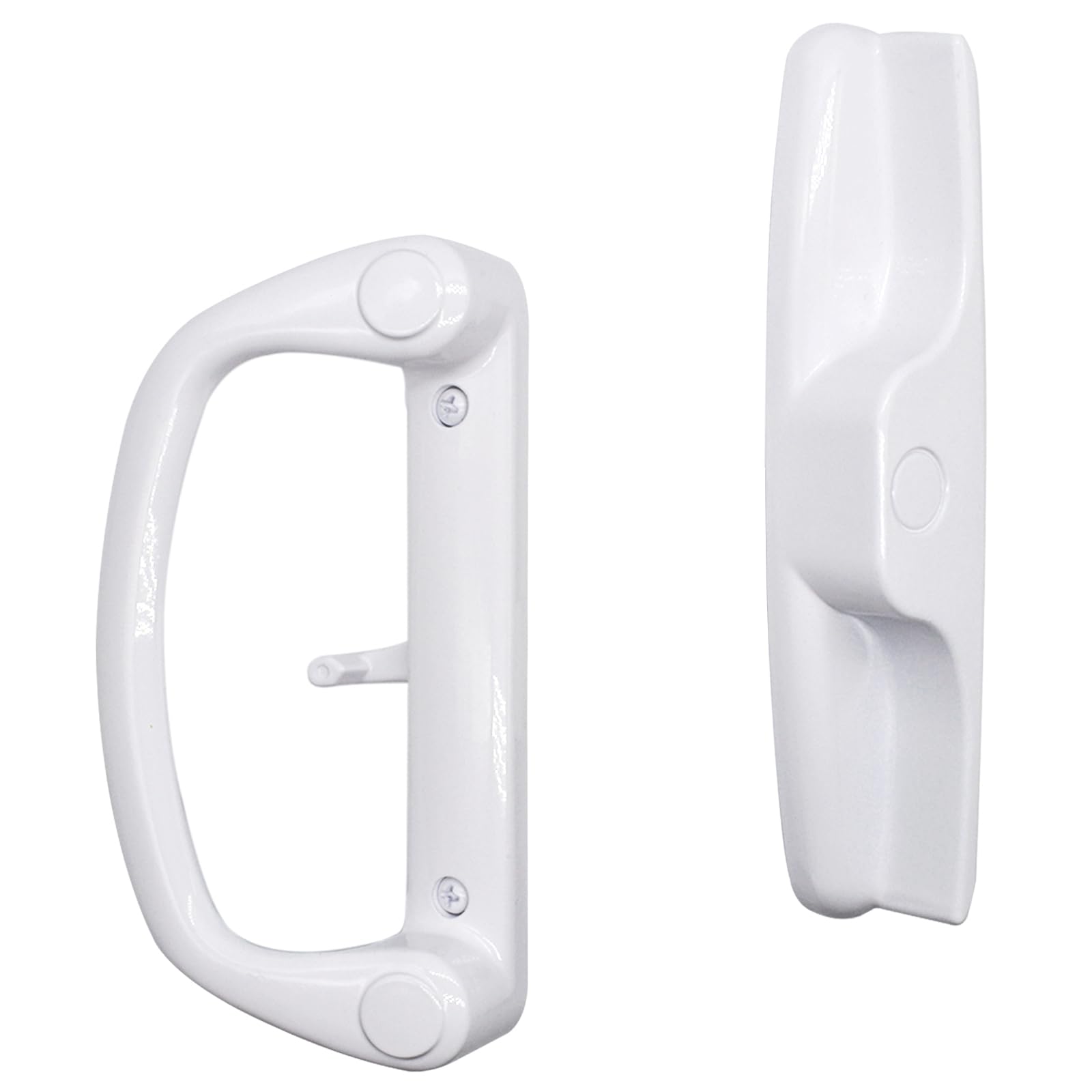 White Patio Sliding Door Handle With Lock Cylinder – 3 15/16 Hole Spacing – House Guard